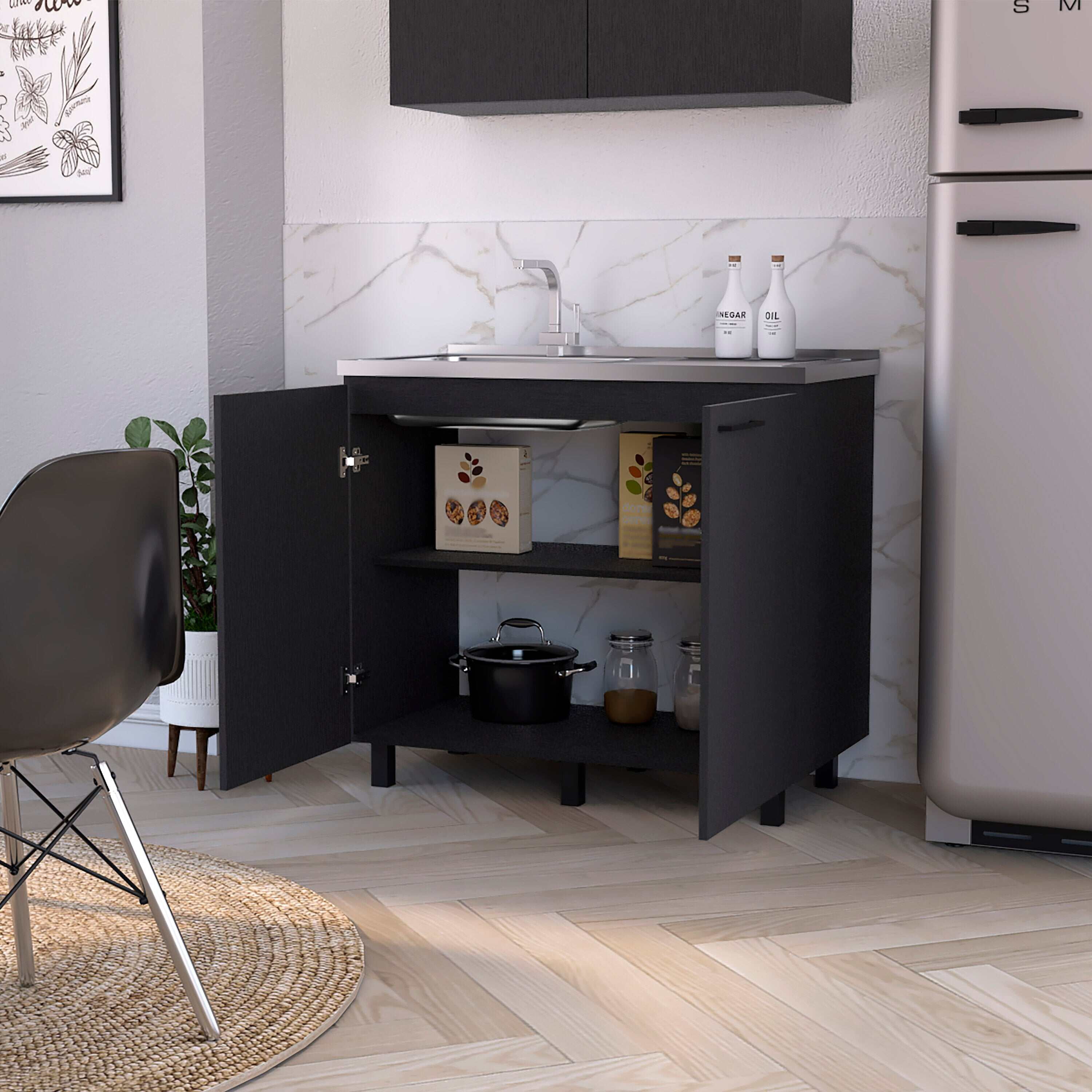 Black 2 Utility Sink and Cabinet
