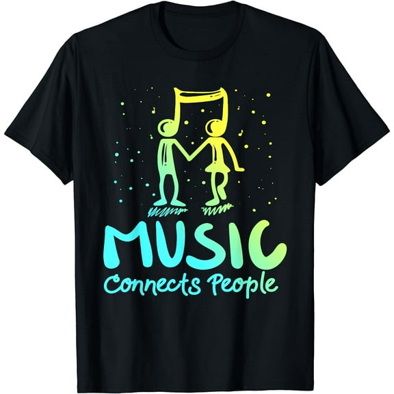 Music Connects People T-Shirt Creative Shirt Music Lovers T-Shirt Black 3X-Large