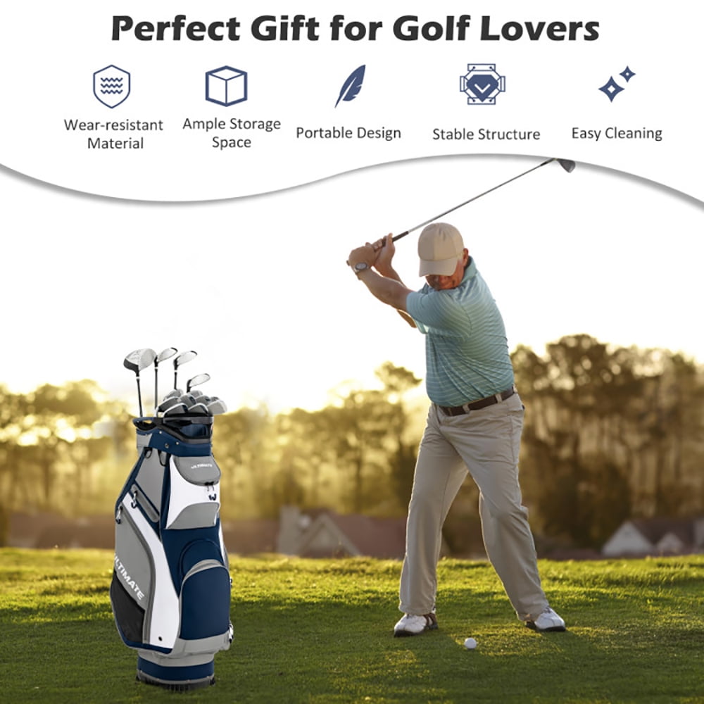 Spaco 10.5 Inch Golf Stand Bag with 14 Way Dividers and 7 Zippered Pockets-Navy, Golf Stand Bag for Men & Women,Multiple Pockets, Lightweight & Durable