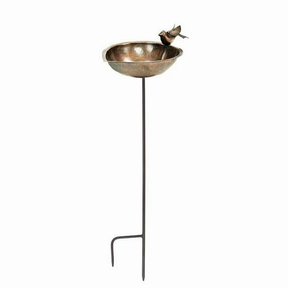Achla Designs  Heart Shaped Birdbath Bowl With Stake, 9 Inch Diameter, Antique Copper