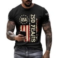 thumbnail image 5 of 250th Anniversary USA Shirts for Men Plus Size Short Sleeve T-Shirts Casual USA Flag Print Pullover 4th of July Celebration Party Tops Independence Day Patriotic Crew Neck Tees Black M, 5 of 5