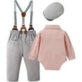 thumbnail image 3 of ZOEREA Baby Boy Suit 0-24M Gentleman Outfit Clothes Set Infant Long Sleeve Dress Shirt+Suspender Pants+Bowtie+Beret Hat, 3 of 8