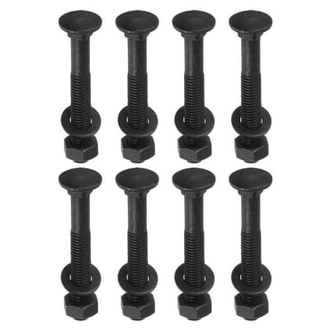 M10 x 70mm Carriage Bolt Kit, 12 Set Carriage Bolts Screws Set Includes Washers and Nuts - Carbon Steel Black Oxide