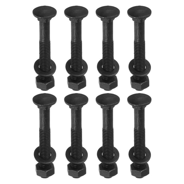 Kit de tornillos de carro M10 x 70mm, juego de 12 tornillos de carro incluye arandelas y tuercas - Acero al carbono con óxido negro