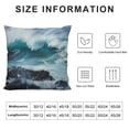 thumbnail image 5 of Chilfamy  Modern Throw Pillow Cushion Cover, Majestic Rolling Wave Slamming on Rocks of The Sea Coastline Ocean Scene Print, Decorative Square Pillow Case, Multi-Size, 5 of 5