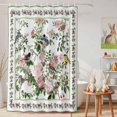 thumbnail image 6 of Shower Curtain Spring Pink Flower Green Leaves Shower Curtains for Bathroom Decor, Waterproof Polyester Shower Curtain Set with Hooks, Extra Long 72" x 96" Bird Branches, 6 of 9