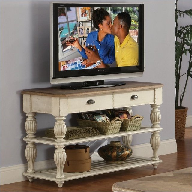 Riverside Furniture Coventry Two Tone Console Table in Dover White