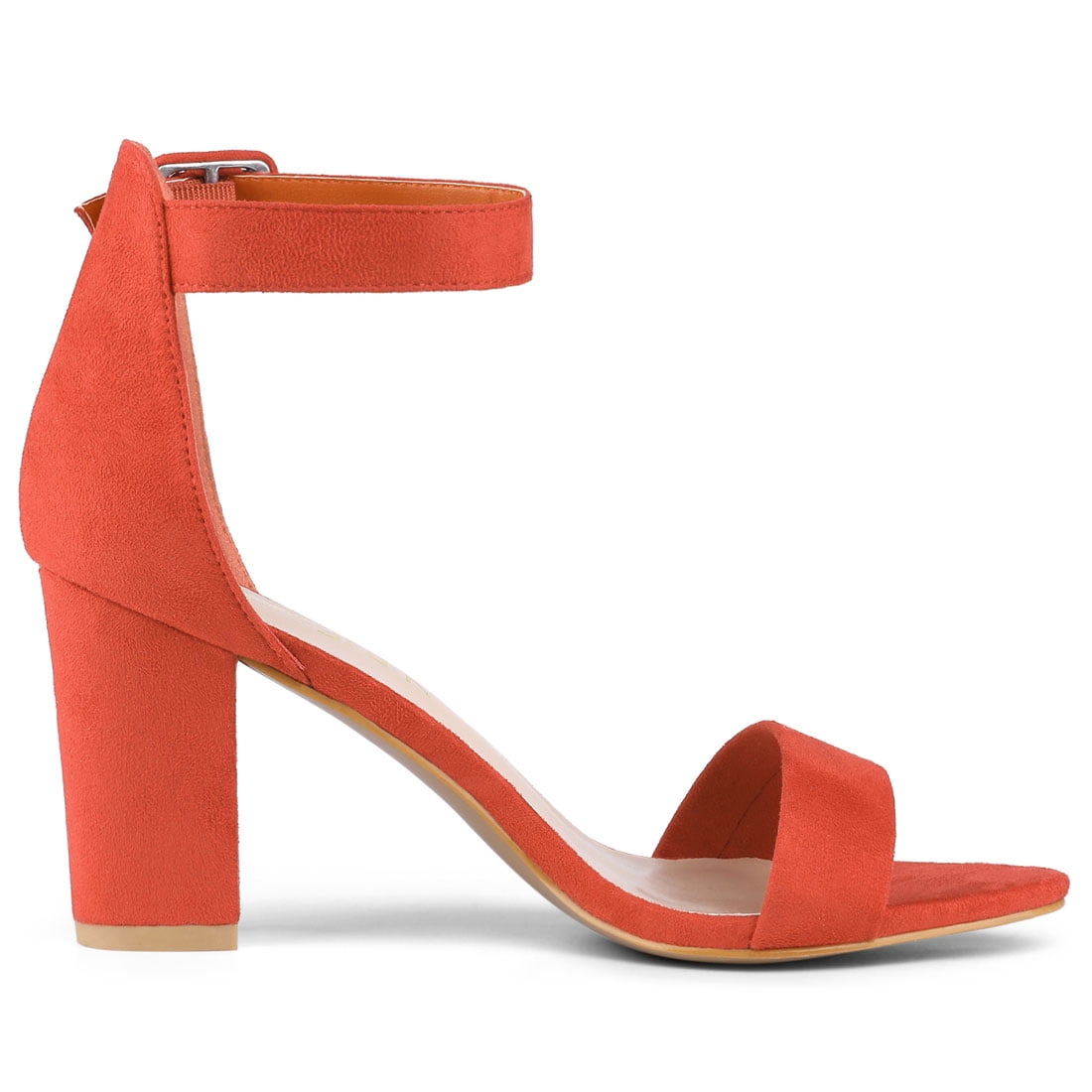 Unique Bargains Women's Chunky High Heel Ankle Strap Sandals 2 Packs Orange Black 10