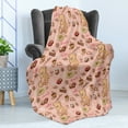 thumbnail image 4 of Dessert Soft Flannel Fleece Throw Blanket, Teddy Bear Cupcakes Cookies Donuts Cakes Playroom Cartoon Print, Cozy Plush for Indoor and Outdoor Use, 50" x 70", Sand Brown Coral, by Ambesonne, 4 of 5