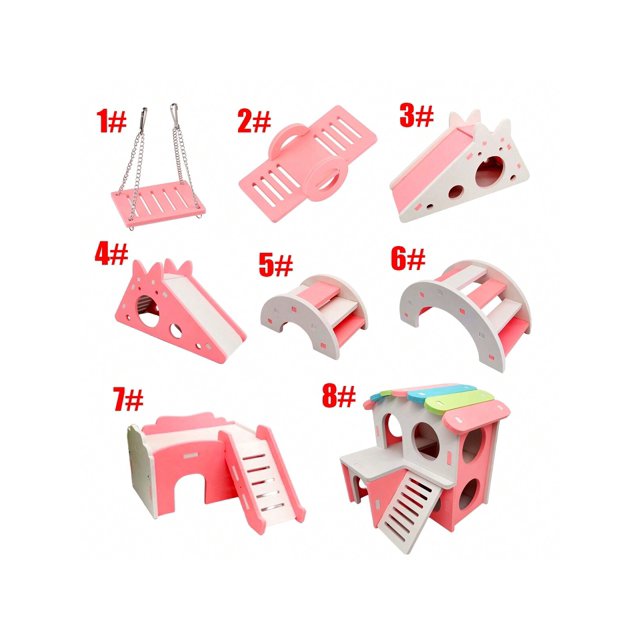 Pink Hamster Toy, Ecological Plate Hamster House, Hamster Seesaw And Swing, Hamster Diy Cage Accessory, For Climbing And Playing