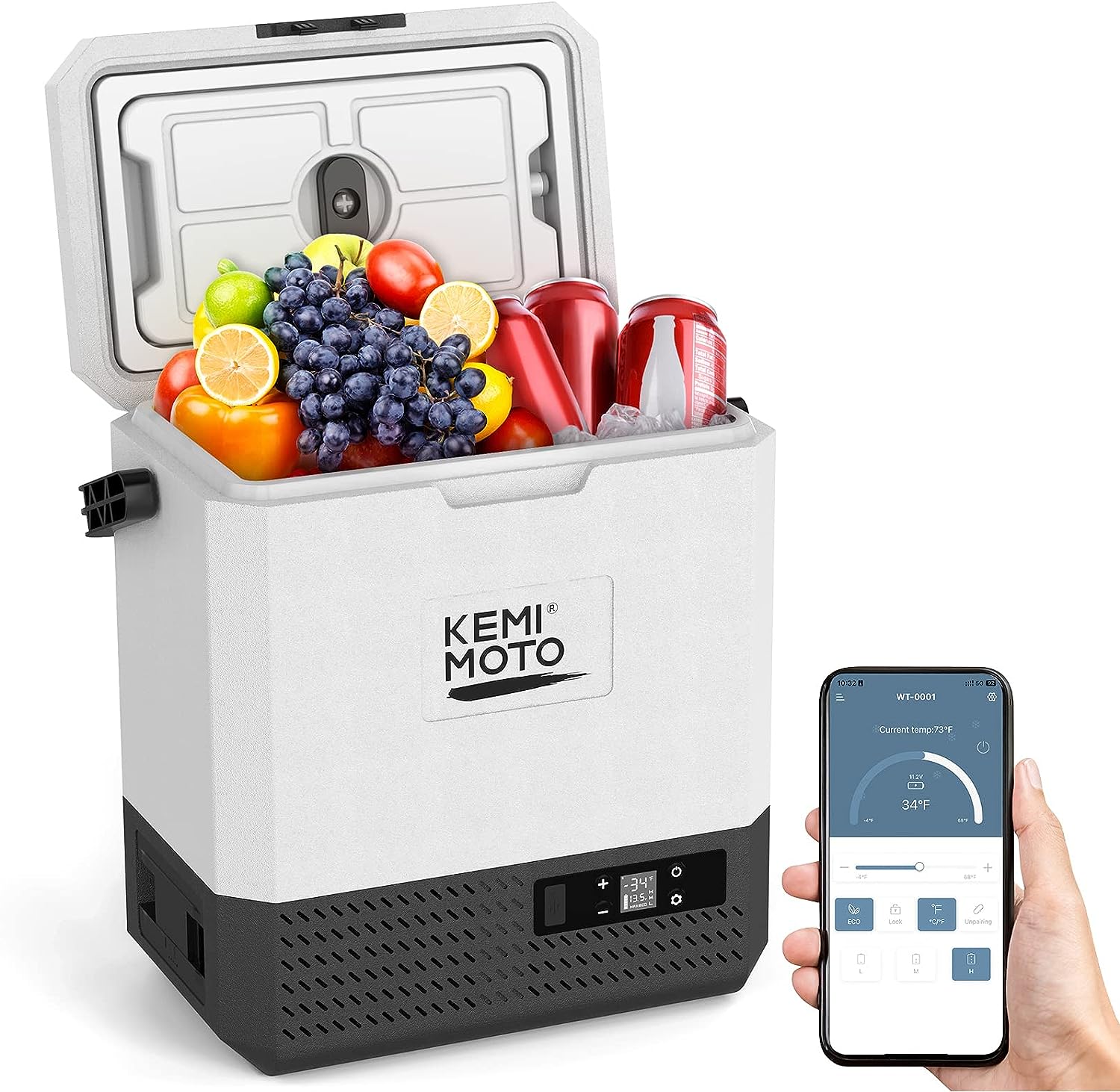 KEMIMOTO Portable Car Refrigerator Battery Power Cooler Solar Pane