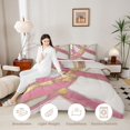 thumbnail image 3 of Homewish Pink Gold Gray Full Size Comforter Sets,Modern Brush Strokes Bedding Comforter Set,Light Gray Reversible,3pcs,1 Comforter and 2 Pillowcases, 3 of 7