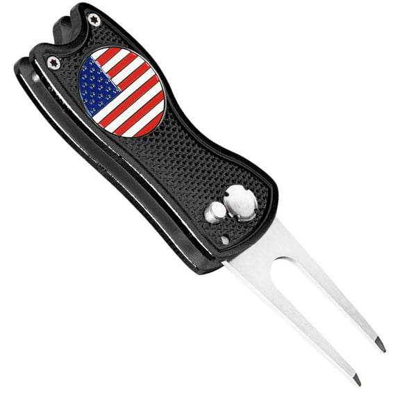 Golf Divot Repair Tool and Ball Marker Switchblade Value Pack, Foldable Magnetic Stainless Steel with Pop-up Button for Men Women