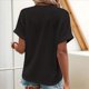 thumbnail image 5 of Camiseta Henley de Corta con Cuello en V para Mujer, Color Negro, Talla XXXL, 5 of 6
