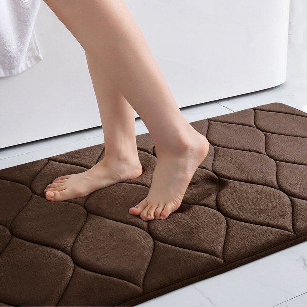 Alfombra de baño de espuma viscoelástica Homaxy, alfombra suave antideslizante, alfombra absorbente para suelo, felpudo, alfombra de ducha, cocina, dormitorio, decorativaMarrón51CMx81CM Deng Xun unisex