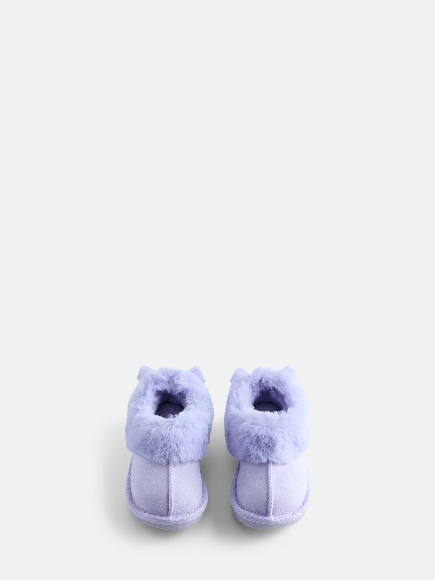 Wonder Nation Baby, Toddler, Little and Big Girls Faux Fur Trim Slippers