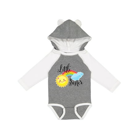 

Inktastic Little Sister- sun and rainbow Gift Baby Girl Long Sleeve Bodysuit