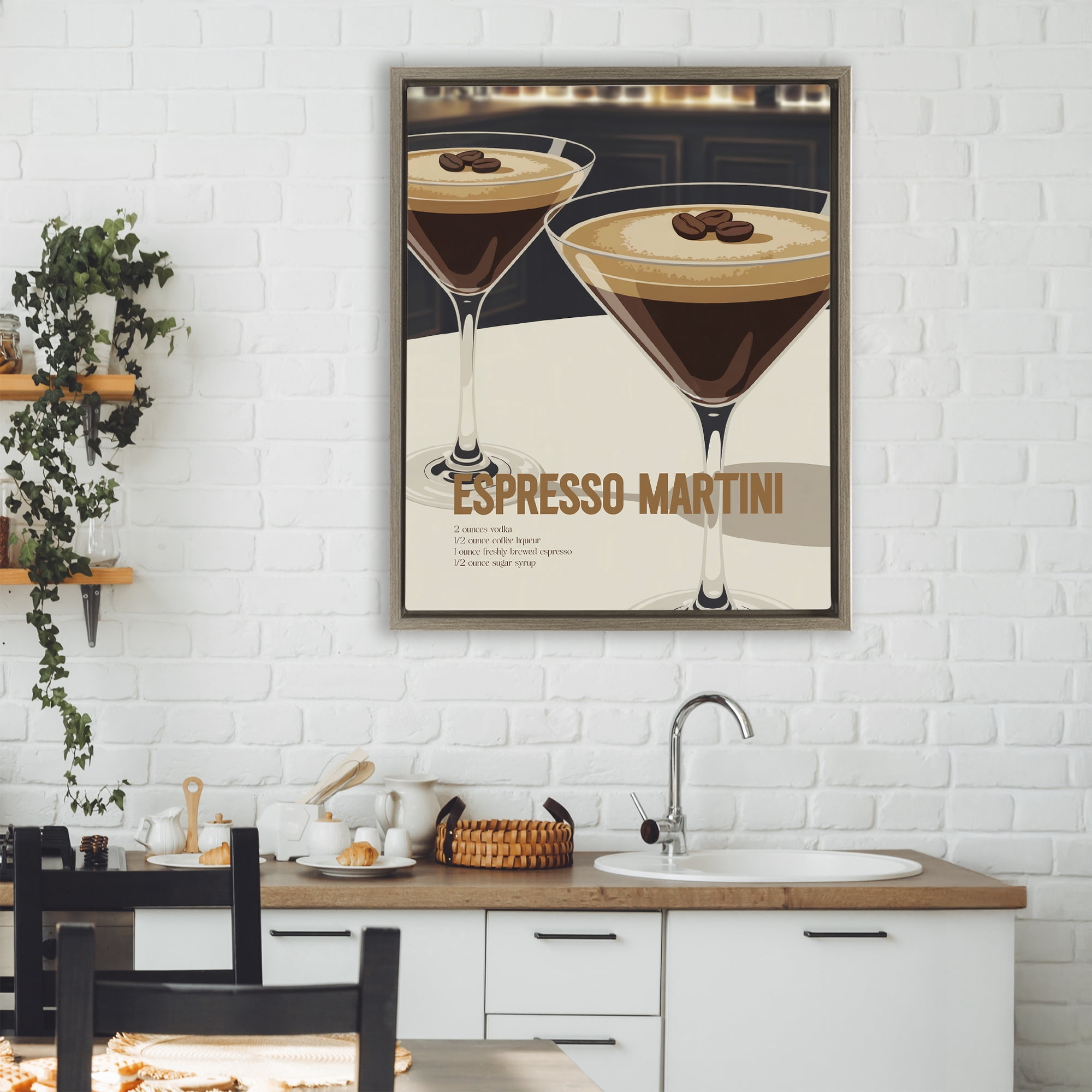 Stupell Industries Sleek Modern Espresso Martini Brown Framed Floater Canvas Wall Art, design by Andreas Magnusson