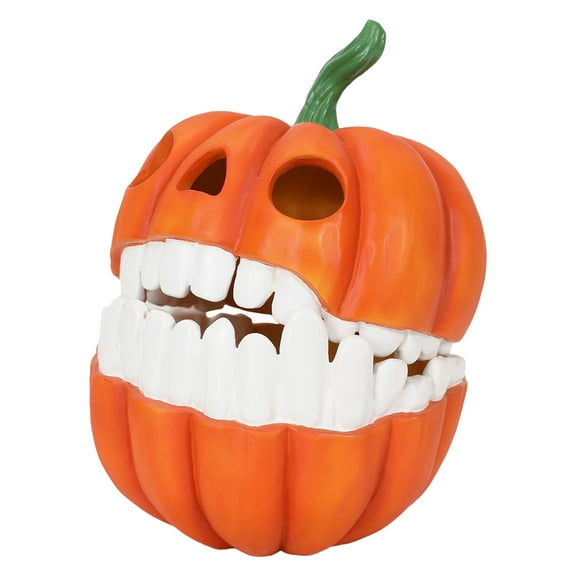 BINGLI Pumpkin Resin Candy Bowl Storage Box with Hinged Lid Halloween Decor Desktop Snack Container for Treats Office Desk Organization Party Favors Display Orange