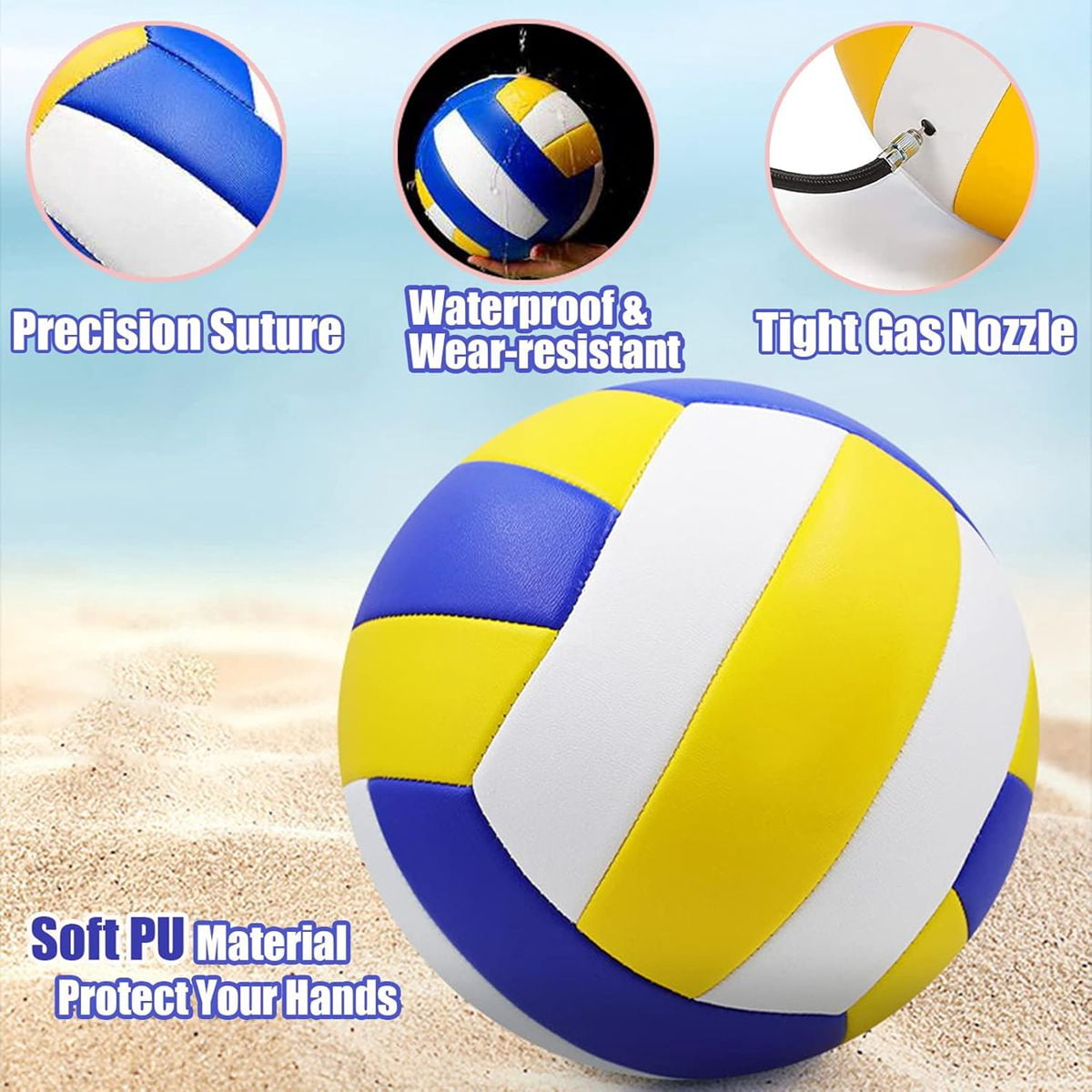 Magicorange 6 Pack Volleyball Ball, Official Size 5 Light Volleyballs with Ball Pump for Beach Play, Game, Gym, Training