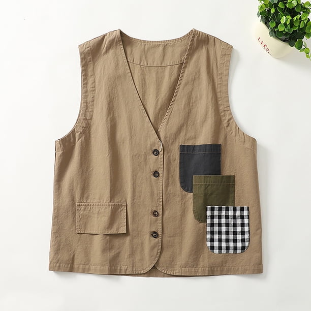 Chaquetas y abrigos casuales sin mangas y sin capucha para mujer, chaleco de lino vaquero, cárdigan informal de tendencia sin mangas de mezclilla, abrigo para mujer