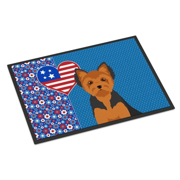 Black and Tan Puppy Cut Yorkshire Terrier Indoor or Outdoor Mat 24x36 36 in x 24 in