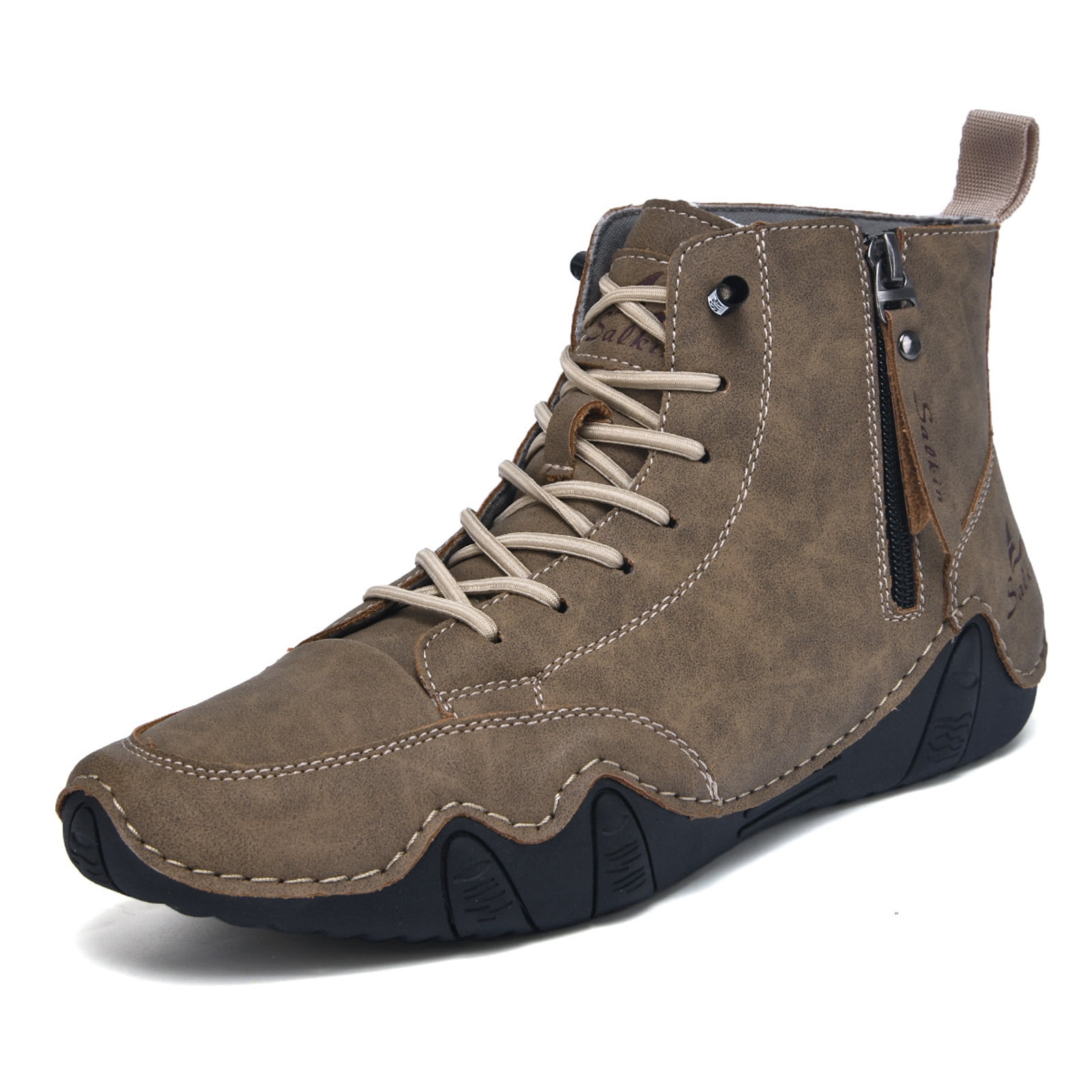 Dakaela Men's Suede Chukka Boots Lightweight Barefoot Walking Shoes High Top Slip on Hiking Sneakers