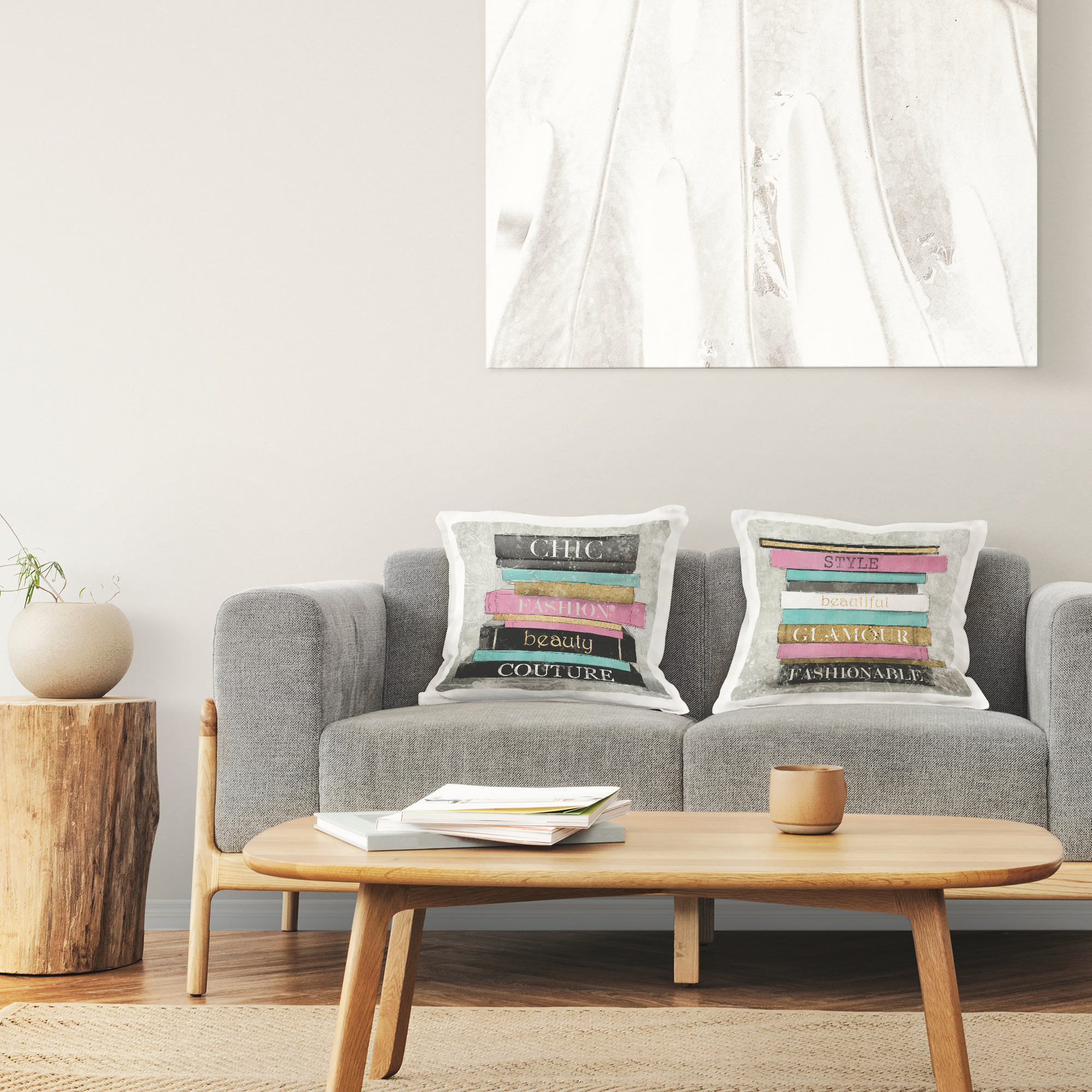 Stupell Industries Fashion Book Stacks Decorative Printed Throw Pillow Design by Carol Robinson.