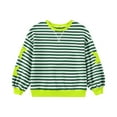thumbnail image 2 of Drmagiyhm Girls T Shirts Size 10-12 Oversized Crewneck Shirt Fall Striped T-Shirt Casual Girls Long Sleeve Tops Green 12-14 Years, 2 of 4