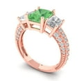 thumbnail image 2 of 3.61 ctw 3 Stone Anniversary Ring for Women | Emerald Cut Simulated Green Diamond | Hyperallergenic Solid 14K Rose Gold, 2 of 5