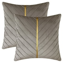 Unique Bargains Velvet Throw Pillow Cover with Gold Striped Cushion Grey 18" x 18"