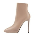 thumbnail image 3 of XYD Women Sexy Pointy Close Toe Stiletto Platform High Heels Ankle Bootie Office Short Boots Side Zip Dress Shoes Size 4 Nude, 3 of 4