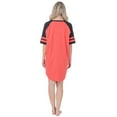thumbnail image 2 of Womens Short Sleeve Two-Tone Nightgown with 3 Stripe Accent Sleeves Design with Pocket Niightshirt Sleepshirt, Coral X-Large, 2 of 2