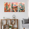thumbnail image 3 of Framed Cactus Canvas Wall Hieng Green Pink Orange Plant Floral Wall decoration pictures Colorful Southwestern Rustic Painting Desert Landscape Poster Prints for Living Room Bathroom Bedroom, 3 of 6