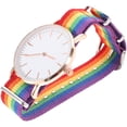 thumbnail image 2 of Reloj con diseño de arcoíris Reloj de pulsera unisex Reloj de cuarzo de moda Decoración de muñeca delicada Oro rosa, 2 of 3