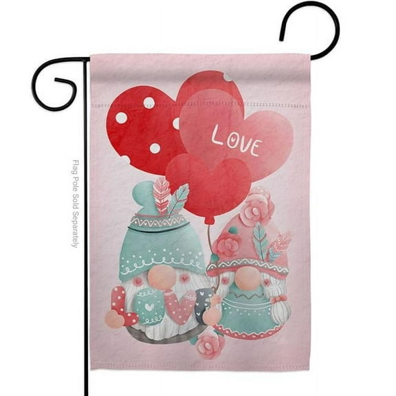 Breeze Decor G120047-BO My Love Gnome Springtime Valentine Double-Sided Decorative Garden Flag, Multi Color
