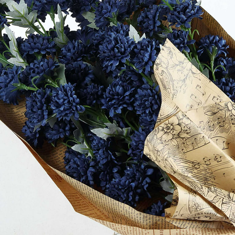 12 Stems | Navy Blue Artificial Silk Babys Breath Flower Bushes Spray | by Tableclothsfactory