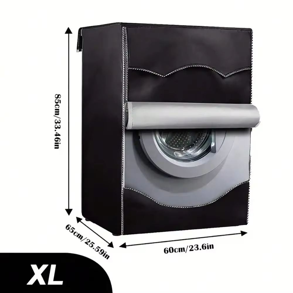 2 Pack Black Washer and Dryer Covers Fit for Most 7.5-12 kg Front-loading Machine, Waterproof and Dust Proof Washing Machine Cover/Dryer Cover, W21.6”x D23.6”x H34” (Black)