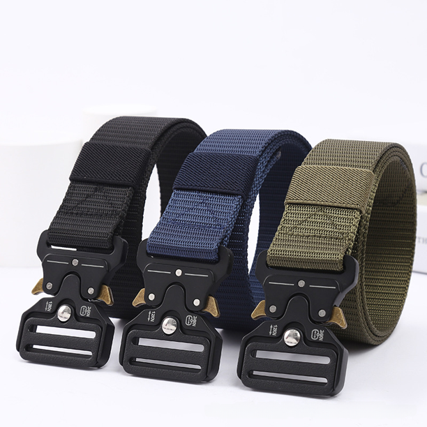 Cinturón táctico Cobra para hombre, cinturón de nailon con hebilla para exteriores, cinturón de lona para hombre con longitud fija