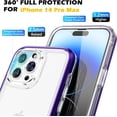 thumbnail image 6 of Protective Clear Case for iPhone 14 Pro Max 6.7 Inch [5 in 1] Grade Transparent Phone Case with 2pcs Tempered Glass Screen Protectors & 2pcs Camera Protectors Shockproof (Purple), 6 of 15
