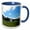 Blue/White, variant on 3drose, a Miniature Looking Chapel in Pine Valley Utah with Blue Sky, 11oz Two-tone Red Mug