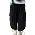 thumbnail image 2 of NAISIBABY Children Solid Color Drawstring Pants, Baby Boys Girls Pockets Cargo Length Pants Black 140, 2 of 6