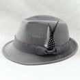 thumbnail image 2 of JFGHDG Classic Fedora Hats for Men & Women Vintage Style Short Brim Felt Hat Panama Fedora Hats with Bands Light Ashy One Size, 2 of 3