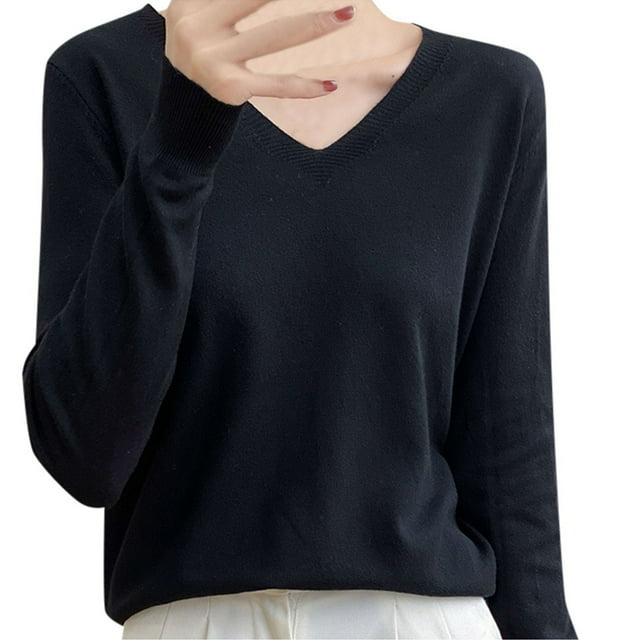 SHIXIAOO Women Solid Color Long Sleeve Knit Sweater Top Wool Pullover Sweater Base Sweater for Women plus Size Women Leggings with Top Set plus Shirts for Women