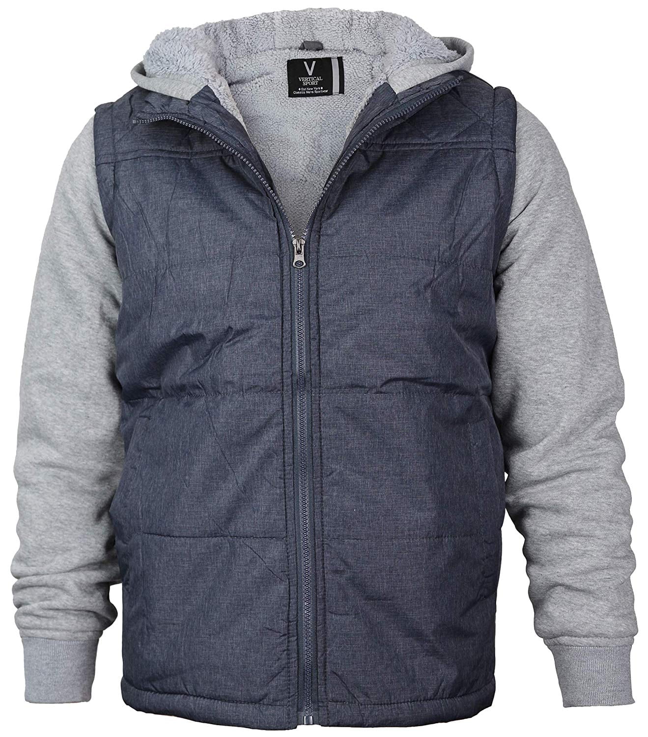 Vertical Sport Men's Sherpa Fleece Lined Two Tone Zip Up Hoodie Jacket