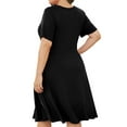 thumbnail image 5 of Tejiojio Summer Dresses for Women Clearance Womens Casual Plus Size V-Neck Solid Short Sleeve Boho Dress Swing Dress With Pockets, 5 of 7