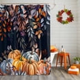 thumbnail image 2 of Shower Curtain 72"W x 84"L Fall Thanksgiving Vintage Pumpkins Leaves Fabric Shower Curtains Set with Hooks Water Repellent Bathroom Curtains Machine Washable Bathroom Accessories, 2 of 6