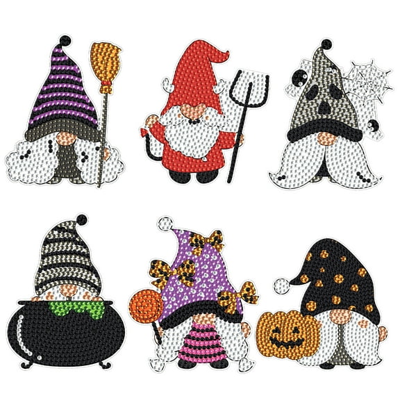 6pcs DIY Diamond Painting Coaster Kit with Whimsical Gnome Design and Stand, Perfect for Home Decor and Gift Giving