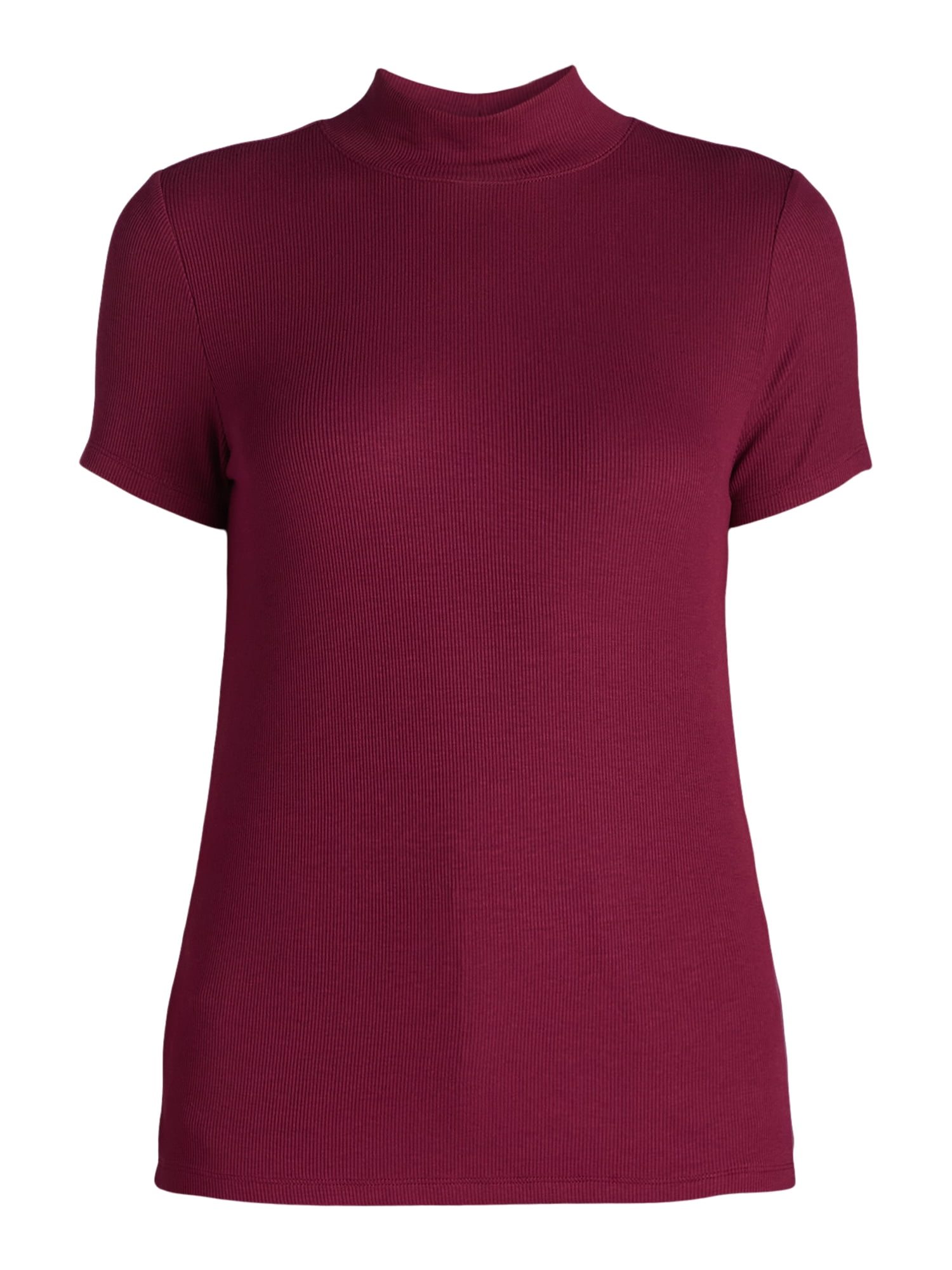 Time and Tru Women's Short Sleeve Mock Neck, Sizes S-XXXL