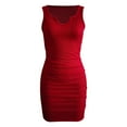 thumbnail image 4 of QHFBli Womens Sexy One Shoulder Ruched Bodycon Sleeveless Mini Club Party Short Dresses, 4 of 5